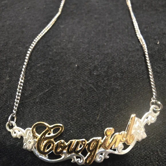 Montana Silversmiths Gold and Silver 'Cowgirl' Script Necklace - Picture 1 of 2
